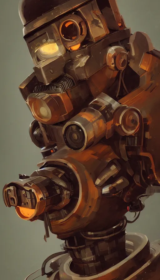 Image similar to a dieselpunk robot, portrait, humanoid, sharp focus, james gilleard, cinematic, game art, extremely detailed digital painting