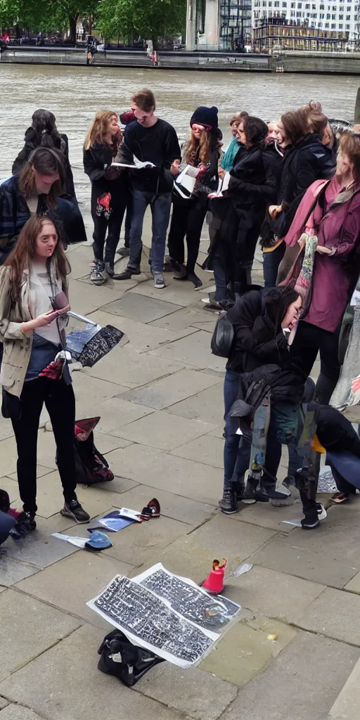 Image similar to Street poets in London by the river Thames