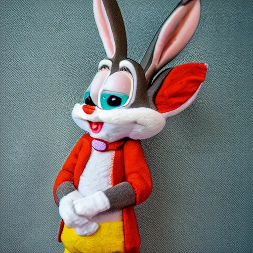 Image similar to a professional photo of bugs bunny as if he was real, f / 1. 4, 9 0 mm