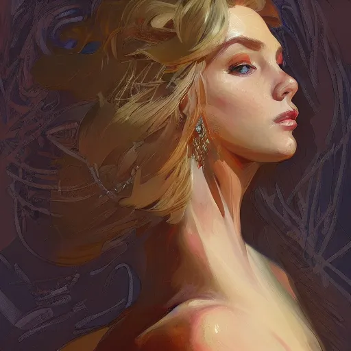 Image similar to portrait of a beautiful woman, intricate, elegant, highly detailed, digital painting, artstation, concept art, illustration, by gil elvgen, greg manchess, mucha