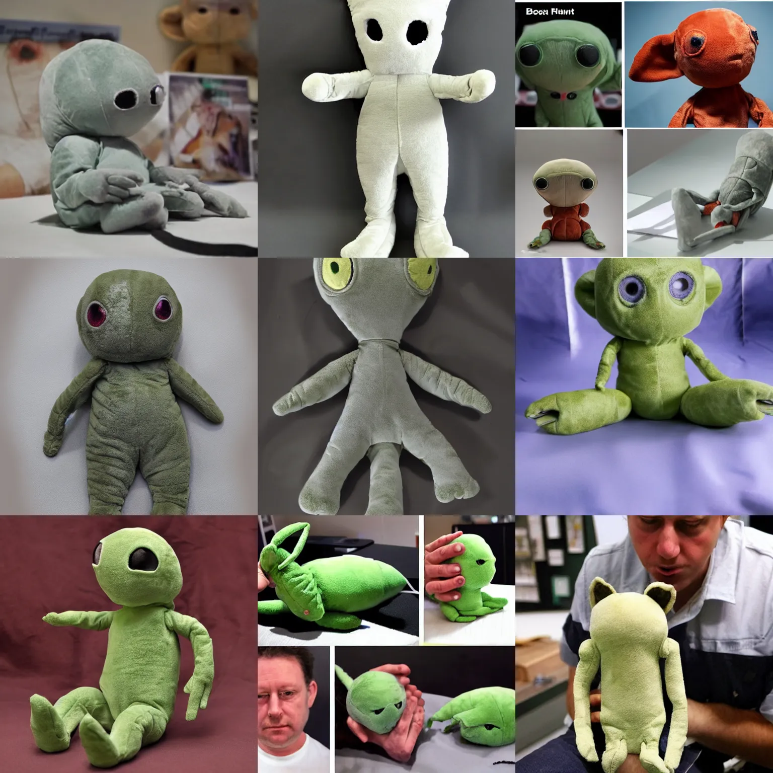 Prompt: plush toy of roswell alien autopsy hoax film