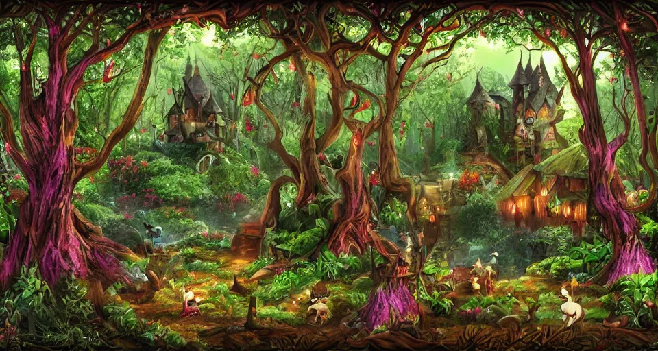 Prompt: Enchanted and magic forest, by Khara Inc