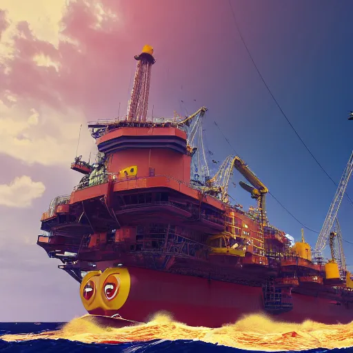 Image similar to photography of a fpso, ultra detailed, 8 k, cinematic lighting, natural background, trending on artstation, rough seas