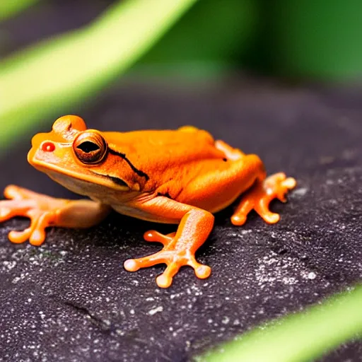 Prompt: { photo } orange frog