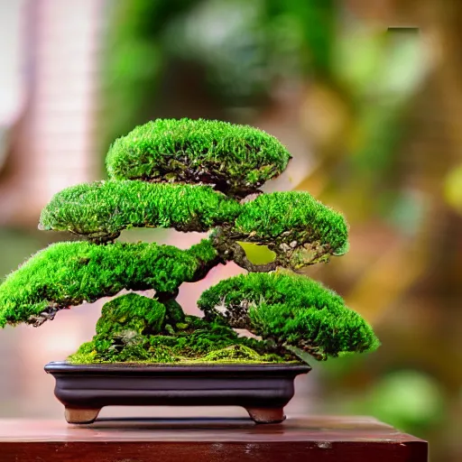 Image similar to photo of a kokedama momiji bonsai, plant, beautiful, high detail, bright, cinematic,