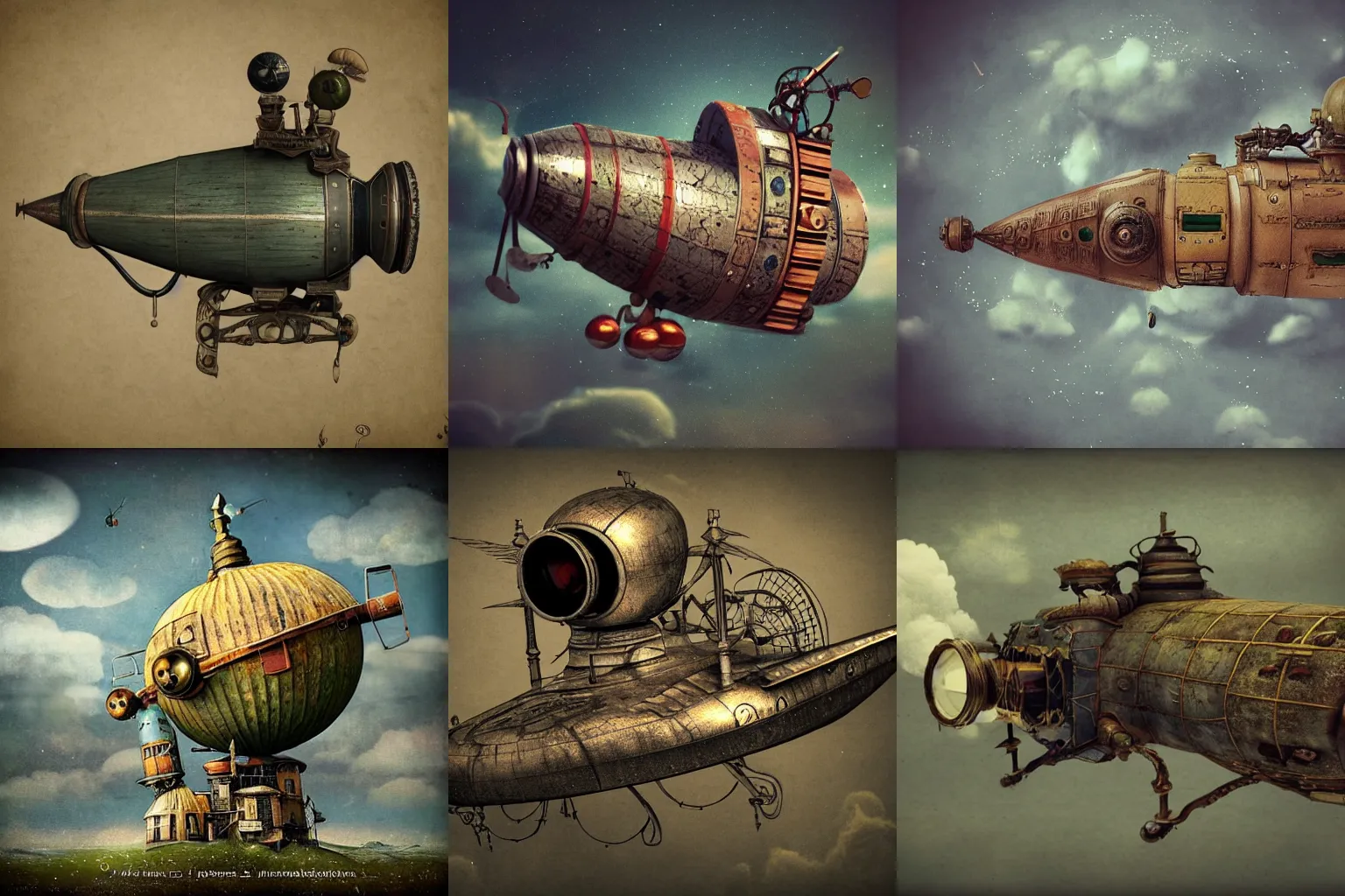 Prompt: Alexander Jansson Style, Great Vintage Spacecraft Shaped Like A Vintage Photographic Camera, Flying, Clouds, Realistic, Many Details, Ultra Detailed, Octane Render, Real Engine 5 Cinematic, Realistic, Intricate Detail, Finely Detailed, Small Details, Extra Detail, Extra Detail, Extra Detail, Extra Detail More details, tiny details, high resolution, 3D, PBR, path tracing, volumeric lighting, octane render, Arnold Render, 8k