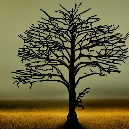 Image similar to tim burton apple tree