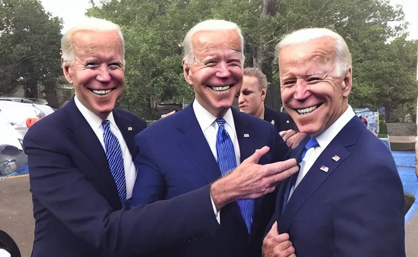 Image similar to this mf joe biden just slapped my grandma and ran, front camera, walmart parking lot, camera flash is so bright, uncomfortable, viral, selfie, viral on twitter, viral on instagram, viral photo