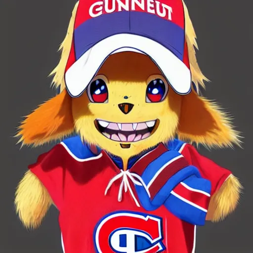 Image similar to anime Portrait of Youppi the Habs Montreal Canadiens Mascot as a very cute powerful and friendly pokemon, highly detailed anime, high evolution, 1990s, legendary, smooth, sharp focus, dynamic lighting, intricate, trending on ArtStation, illustration pokemon, art by WLOP