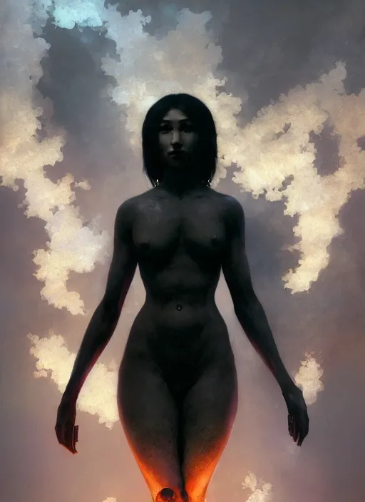 Image similar to woman covered by black oil, intricate lights, phoenix, bio luminescent, plasma, by ruan jia and artgerm and range murata and wlop and ross tran and william - adolphe bouguereau and beeple. key art. fantasy illustration. award winning, artstation, intricate details, realistic, hyperdetailed, 8 k resolution.