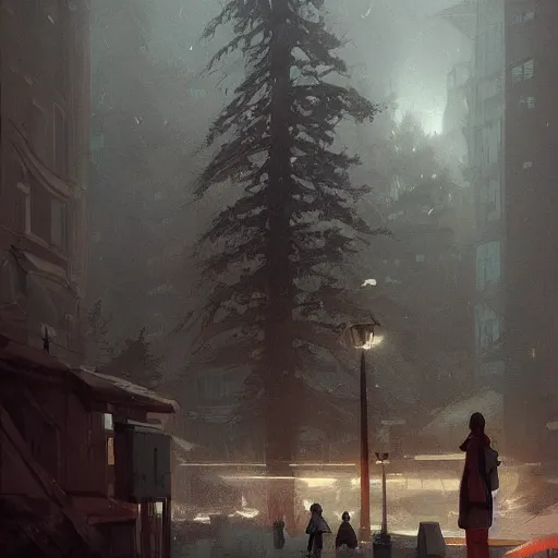 Prompt: 🌲🏣digital Art, Greg rutkowski, Trending artstation,cinematic