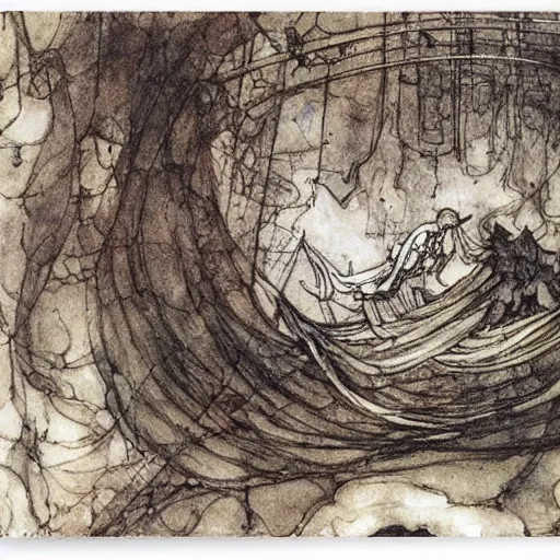 Image similar to Liminal space in outer space by Arthur Rackham