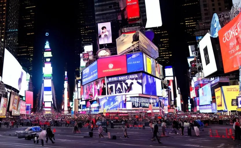 Image similar to power outage in Times Square, ominous