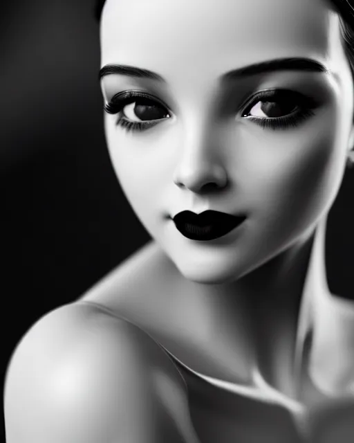 Image similar to black and white dreamy young beautiful female artificial intelligence, cinematic, rim light, photo - realistic, elegant, high detail, 8 k, masterpiece, photo taken in 1 9 3 0