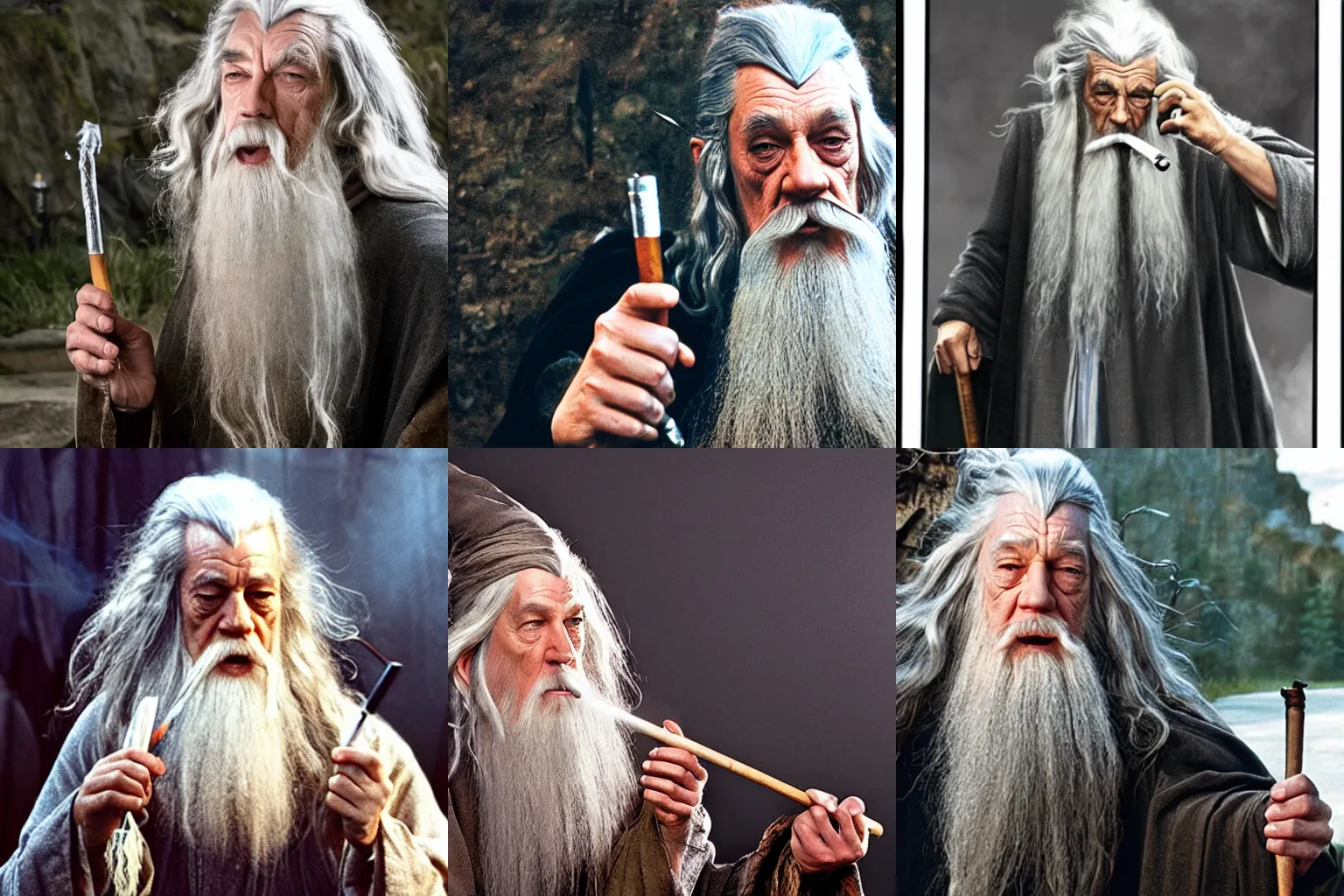 Prompt: gandalf smoking a crack pipe