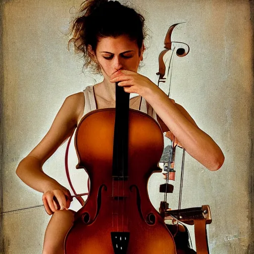 Image similar to girl with the body as cello by rutkowski