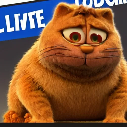 Prompt: Chris Pratt as live action Garfield, realistic art style