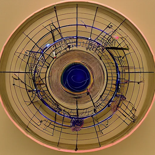 Image similar to a kinetic sculpture of this solar system, sun, orrery, canon 5 d 5 0 mm lens, papier - mache, studio, 1 9 9 9