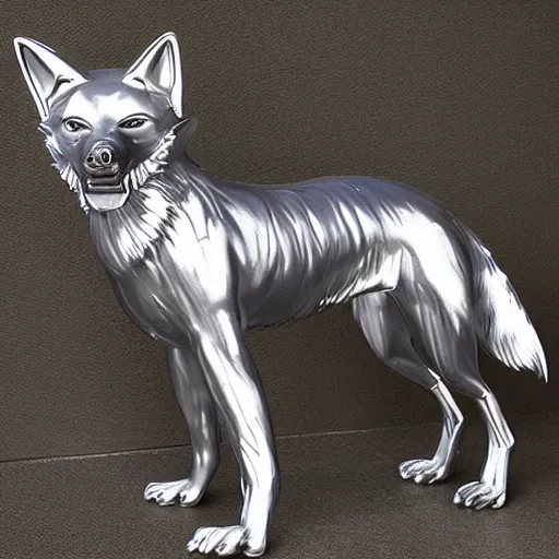 Image similar to plastic shiny wolf, full body