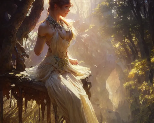 Image similar to photography of frederick mccubbin, deep focus, d & d and mtg, fantasy, intricate, elegant, highly detailed, digital painting, artstation, concept art, matte, sharp focus, illustration, hearthstone, art by artgerm and greg rutkowski and alphonse mucha