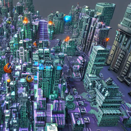 Image similar to giant sci-fi city, rpgmaker, pixel art, hyper detailed, video game city, 3d render, 8k