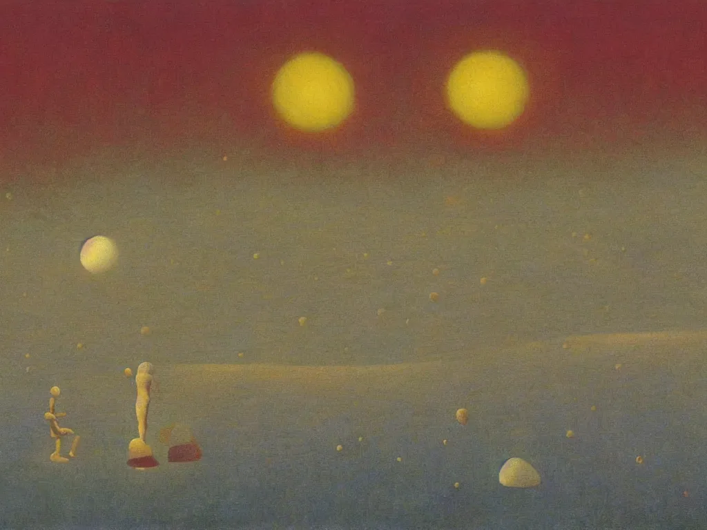 Image similar to white dream bot mothership crashed in the crater of pelt and carbon. painting by max ernst, agnes pelton, rene magritte, moebius