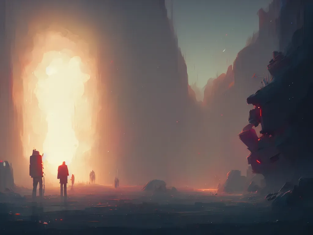 Image similar to the end of humanity by atey ghailan, ismail inceoglu, michal lisowski, artstation, volumetric light