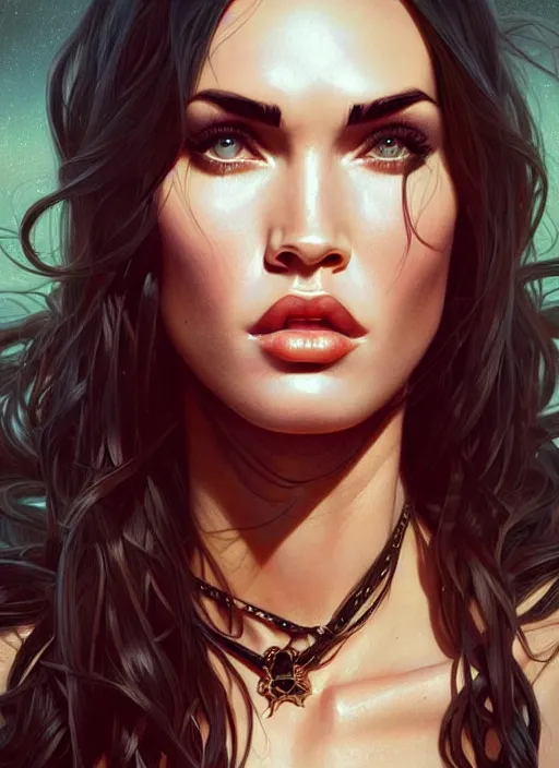 Image similar to symmetry!! portrait of megan fox as a cowgirl, horror, fashion, dark!! intricate, elegant, highly detailed, digital painting, artstation, concept art, smooth, sharp focus, illustration, art by artgerm and greg rutkowski and alphonse mucha