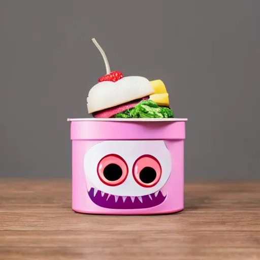 Prompt: cute monster in a lunch boxi, product photography, centered, studio lightning