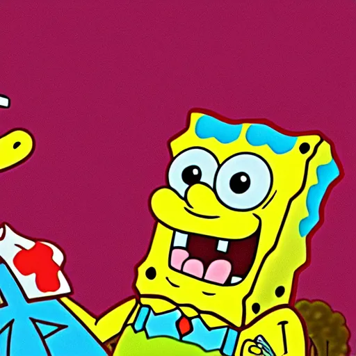 side view of spongebob passionately kissing patrick Stable Diffusion
