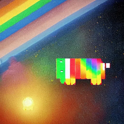 Prompt: a beautiful matte painting of nyan cat, by steve argyle and mark arian