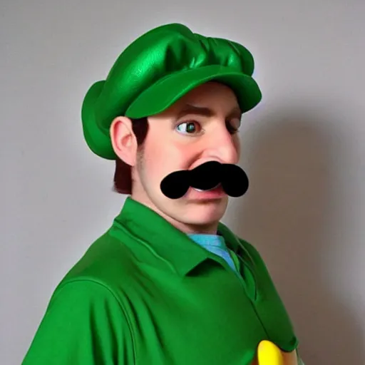 Gorra verde L usada por Luigi (Charlie Day) como se ve en The