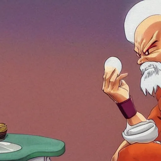 Image similar to a realistic photo of master roshi from dragon ball, as a real human