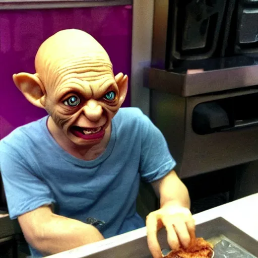 Prompt: gollum at taco bell