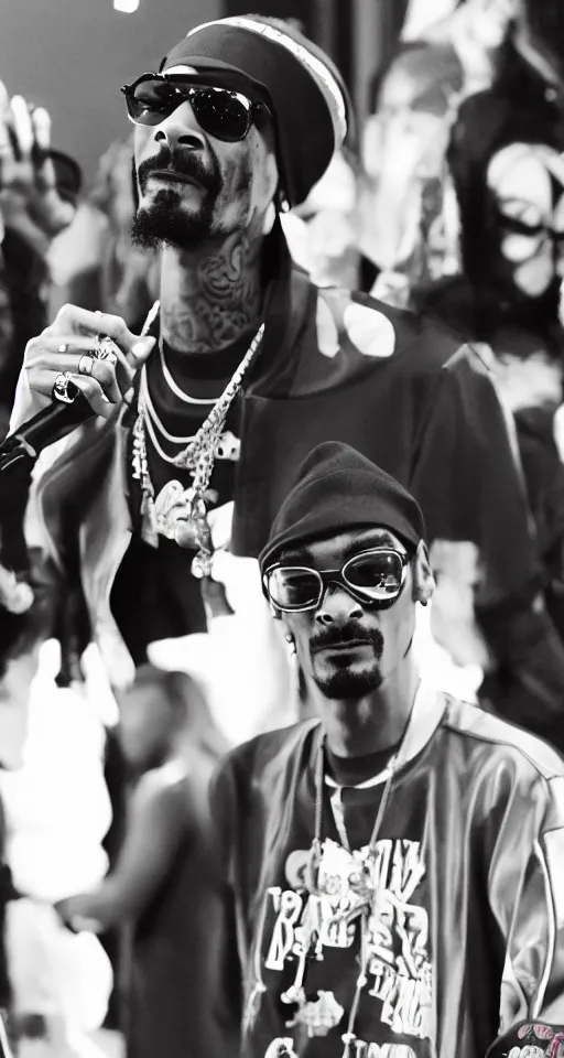 Prompt: snoop dogg with extremely long neck