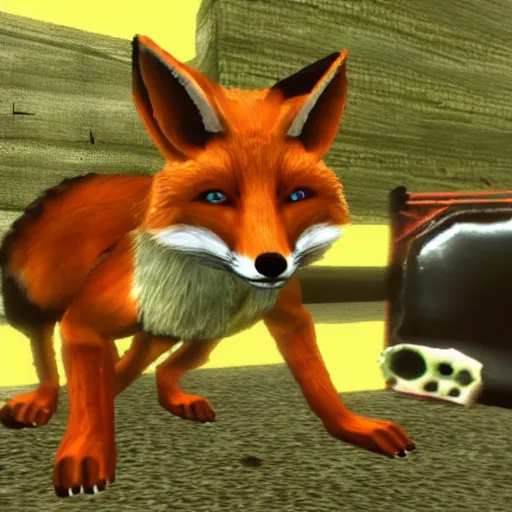 Prompt: a fox in a ps 2 game