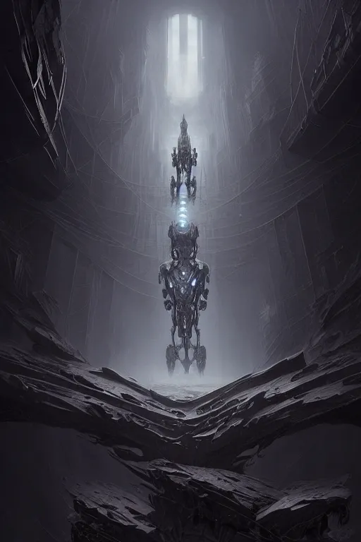 Prompt: professional concept art of a symmetrical fractal ominous floating robotic terrifying giant thing in a dark room by artgerm and greg rutkowski ( thin white border ). an intricate, elegant, highly detailed digital painting, concept art, smooth, sharp focus, illustration, in the style of cam sykes, wayne barlowe, igor kieryluk.