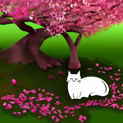 Prompt: cherry blossom tree in the shape of a cat, artstation, detailed, 4 k