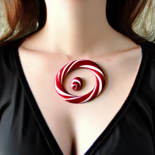 Image similar to candy cane necklace, photorealistic, beautiful, recursive