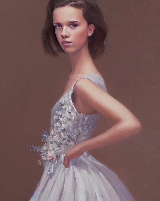 a painting of alicia vikander or millie bobby brown in, Stable Diffusion