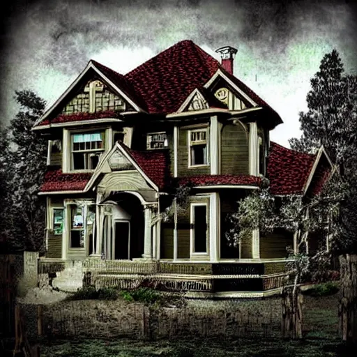 Image similar to house horror highly detailed
