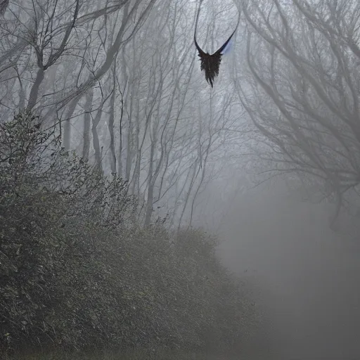 Prompt: the hidden forces can't help but hint that aberrant patterning, unfurling wickedly in the mist, gives us a fledgling hope of downy feathers, antlered feathers, and the nearest exit may be behind you. a gardenly flight to the stars in BROAD DAYLIGHT