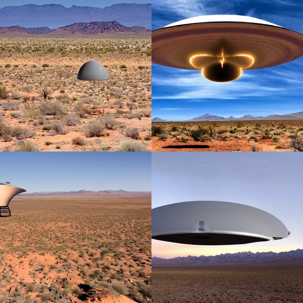 Prompt: a real photo of a ufo over the Arizona desert