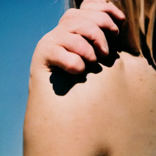 Prompt: my arm is melting, photograph, 35mm,