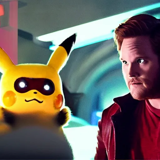 Prompt: pikachu MCU Star-Lord, trailer shot