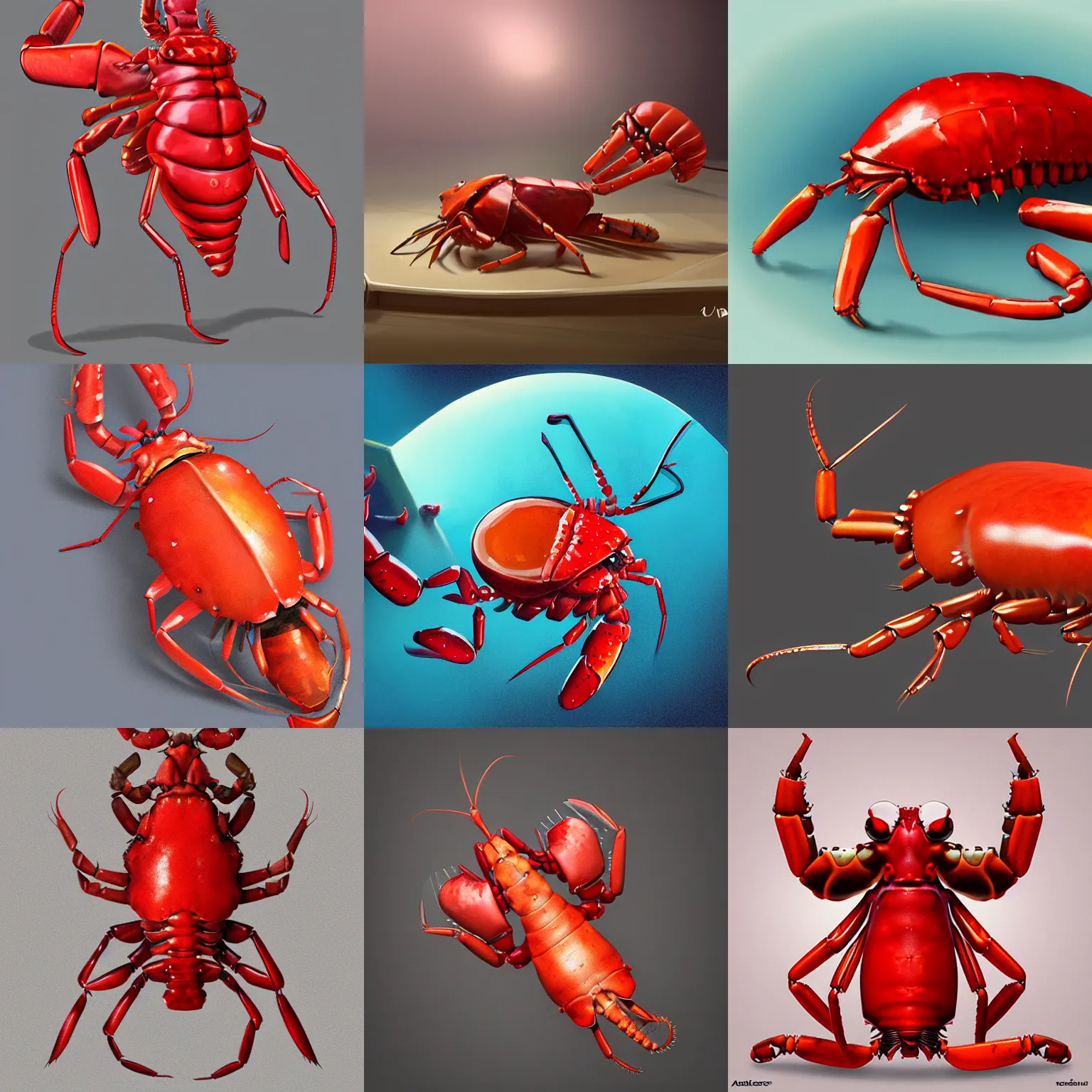 Prompt: apple-lobster, concept art, artstation, digital art