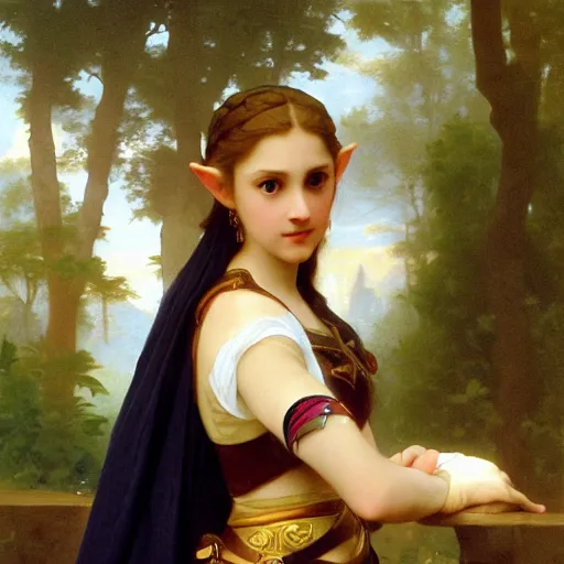 Image similar to princess Zelda Zelda Zelda looking over her shoulder by William-Adolphe Bouguereau