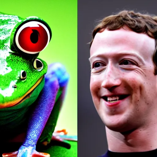 Image similar to mark zuckerberg riding a frog