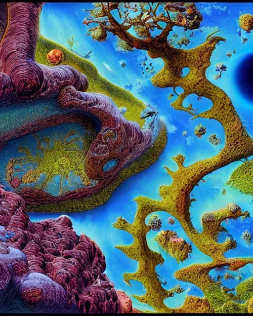 Image similar to blue planet by roger dean, 4 k, hyper detailed