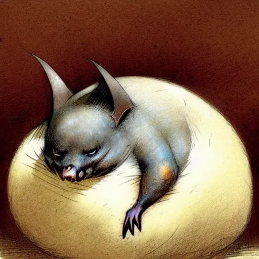 Prompt: ( ( ( ( ( obese rotund cartoon bat. muted colors. ) ) ) ) ) by jean - baptiste monge!!!!!!!!!!!!!!!!!!!!!!!!!!!